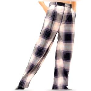 Urban Outfitters Helena Menswear Trouser Pant pink XS Plaid Straight Leg